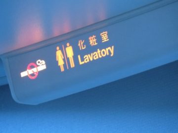 飛行機内のトイレ標識写真